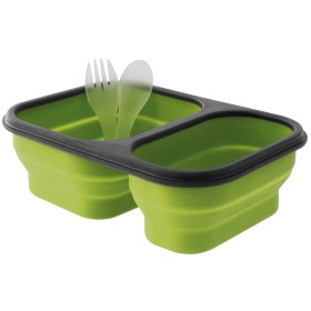 Lunch Box rétractable en silicone Eurotrail avec deux compartiments et couverts intégrés pour repas nomades