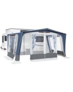 Auvent de caravane surbaissée HONFLEUR 310/340 TRIGANO installé sur caravane en camping