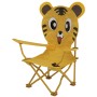 Chaise pliante enfant Eurotrail motif tigre, structure acier et housse polyester avec pochette de transport.