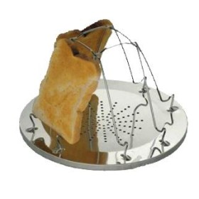 support grille pain pliant camping Ø22 cm en acier inoxydable pour réchaud gaz