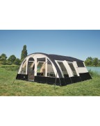 Caravane pliante Jamet Air TRIGANO avec auvent gonflable installée en camping