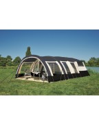 Caravane pliante Jamet Air TRIGANO avec auvent gonflable installée en camping
