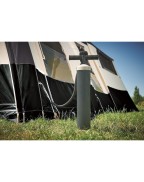 Caravane pliante Jamet Air TRIGANO avec auvent gonflable installée en camping