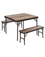 Table de camping pliante avec bancs bois flotté 4 places TRIGANO﻿
