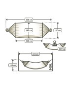 hamac simple à barres ALISEO LA SIESTA en fibre outdoor avec barres en bambou