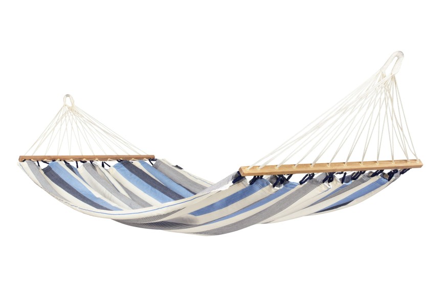 hamac simple à barres ALISEO LA SIESTA en fibre outdoor avec barres en bambou