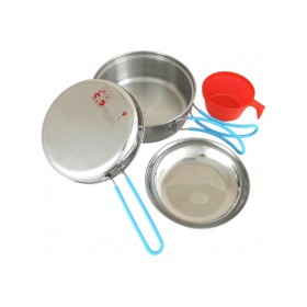 Popote inox 1 personne 1L CAO kit cuisine camping 4 pièces