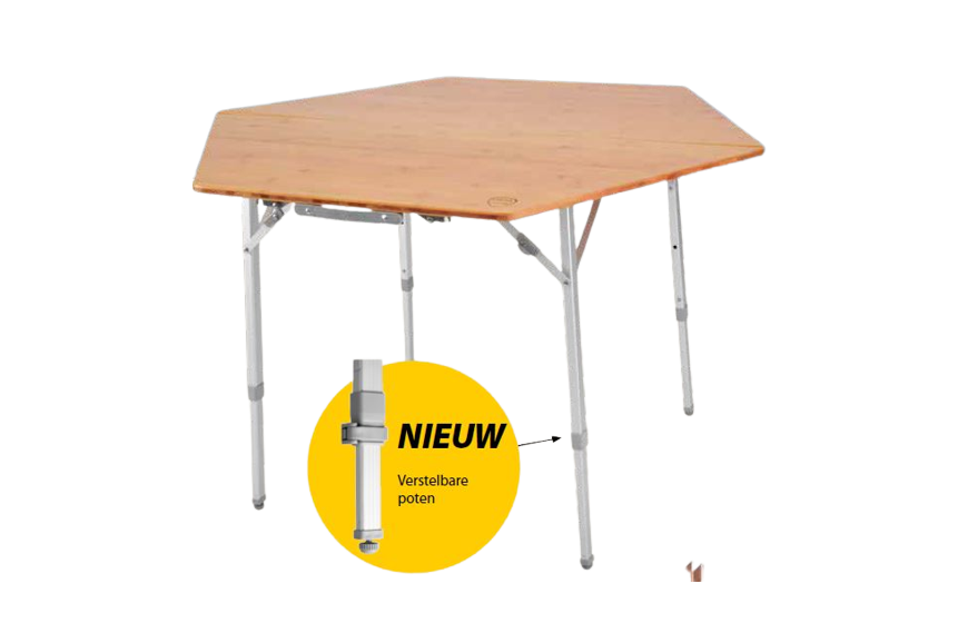 Table hexagonale pliante en bambou - modèle 2020 - Defa