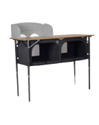 Meuble porte réchaud bambou avec pare-vent 140 x 55 x 95 - DEFA