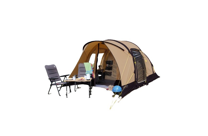 Tente de camping EUROTRAIL IOWA 3 places en polycoton avec auvent et poteaux aluminium