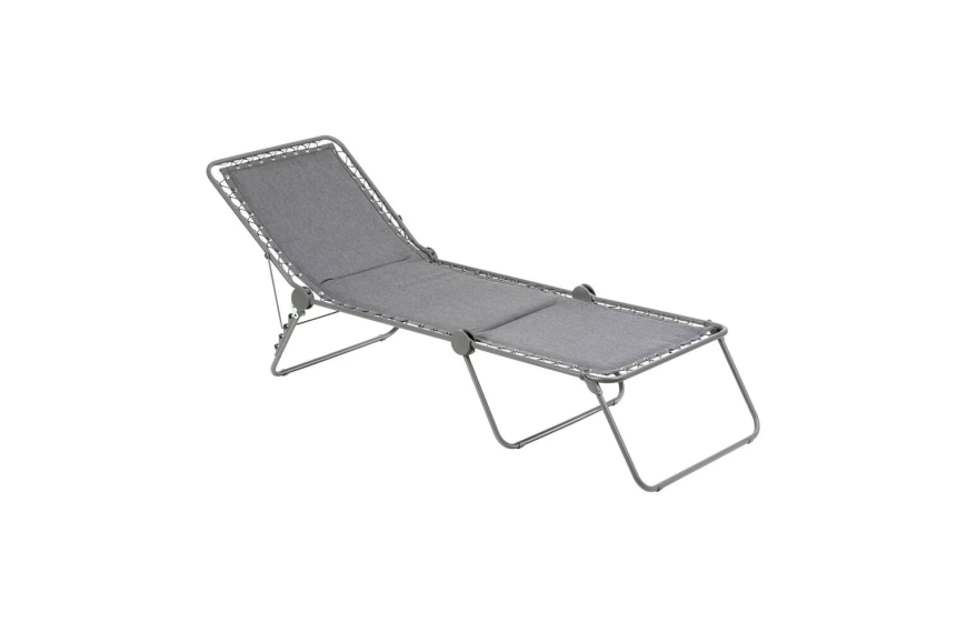Bain de soleil pliant Siesta L Lightcomfort Lafuma gris ombre pour jardin et piscine, matelassé et confortable