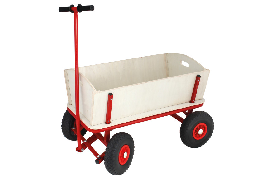 Chariot de plage wagon Eurotrail avec panneaux bois et roues pneumatiques