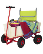 Chariot de plage wagon Eurotrail avec panneaux bois et roues pneumatiques