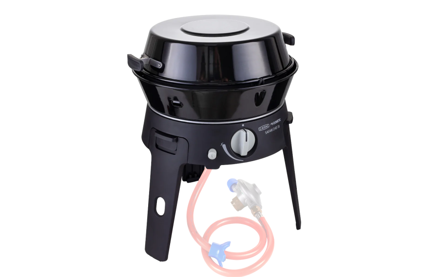 Barbecue à gaz CADAC SAFARI CHEF 30 LP DELUXE portable avec revêtement GreenGrill et pieds repliables