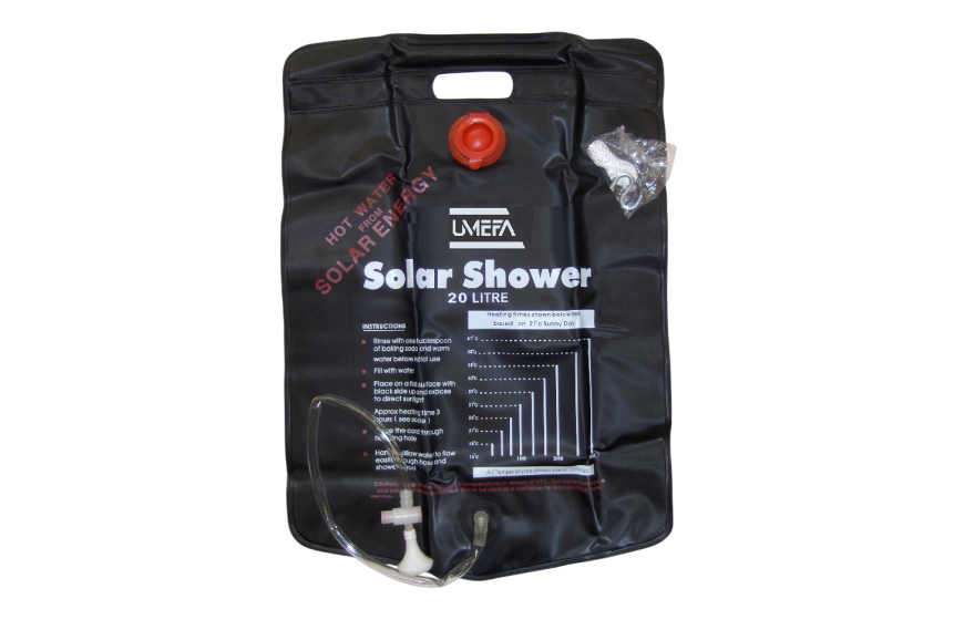 Douche solaire 20 L à suspendre pour camping et randonnée, pliable et portable en PVC noir