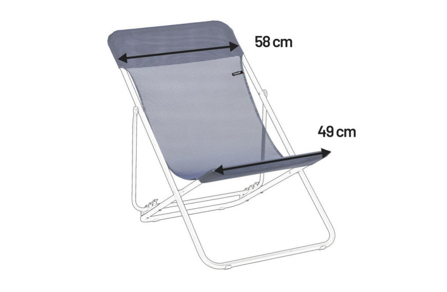 Toile de rechange pour Maxi Transat Lafuma largeur 58 cm en Batyline ISO résistante.