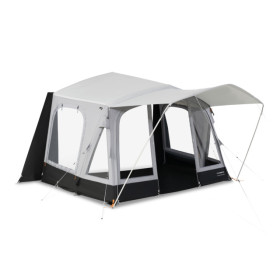 Auvent gonflable Dometic Pop AIR Tour 340 installé sur une caravane Eriba à toit relevable.