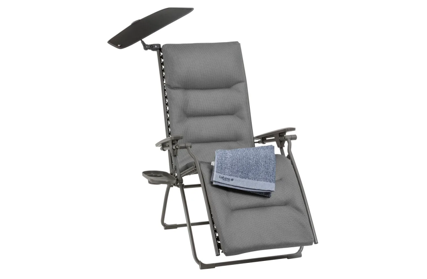 Pack fauteuil relax Lafuma All In One BeComfort® gris avec accessoires détente