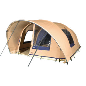 Tente AWAYA 370 Cabanon 5 places – tente tunnel familiale en coton avec chambres séparées et espace de vie