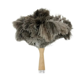 petit plumeau Andrée Jardin en plumes d’autruche naturelles avec manche en bois et douille aluminium