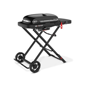 Barbecue à gaz Weber Traveler Stealth noir compact avec chariot pliable