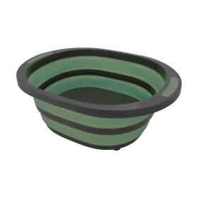 Bassine ovale rétractable 8L EUROTRAIL en silicone pliable vert d’eau et gris pour camping et maison