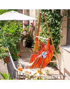 Chaise hamac DOMINGO Basic LA SIESTA en tissu Outdoor résistant, avec barre en bambou FSC, idéale pour petits espaces