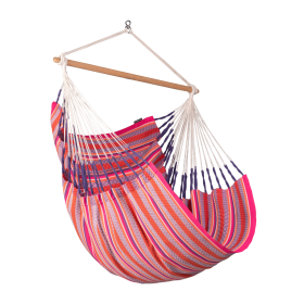 Chaise Hamac HABANA LA SIESTA en coton bio certifié GOTS avec barre en bambou, format Comfort pour petits espaces