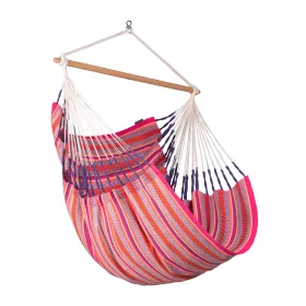 Chaise Hamac HABANA LA SIESTA en coton bio certifié GOTS avec barre en bambou, format Comfort pour petits espaces