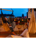 Chaise Hamac HABANA LA SIESTA en coton bio certifié GOTS avec barre en bambou, format Comfort pour petits espaces