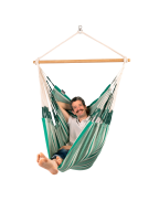 Chaise Hamac HABANA LA SIESTA en coton bio certifié GOTS avec barre en bambou, format Comfort pour petits espaces