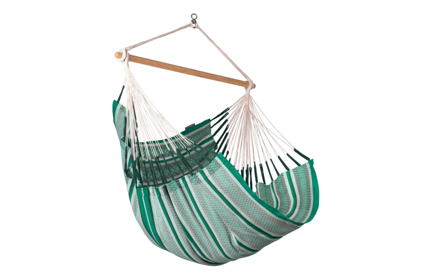 Chaise Hamac HABANA LA SIESTA en coton bio certifié GOTS avec barre en bambou, format Comfort pour petits espaces