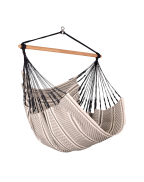 Chaise Hamac HABANA LA SIESTA en coton bio certifié GOTS avec barre en bambou, format Comfort pour petits espaces