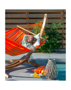 Hamac à barre double ALISIO LA SIESTA en tissu Outdoor HamacTex avec barres en bambou