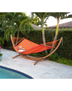 Hamac à barre double ALISIO LA SIESTA en tissu Outdoor HamacTex avec barres en bambou