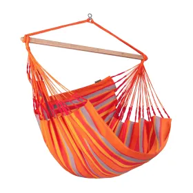 chaise hamac Kingsize DOMINGO LA SIESTA en tissu outdoor avec barre en bambou et rotation 360°