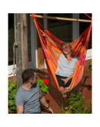 chaise hamac Kingsize DOMINGO LA SIESTA en tissu outdoor avec barre en bambou et rotation 360°