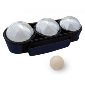 jeu de pétanque loisir avec 3 boules, cochonnet et mesureur