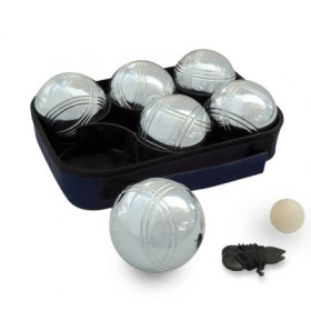jeu de pétanque loisir avec 6 boules, cochonnet et mesureur