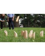 Mölkky de Luxe avec 12 quilles en bois et bâton lanceur pour jeu extérieur familial