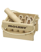 Mölkky de Luxe avec 12 quilles en bois et bâton lanceur pour jeu extérieur familial