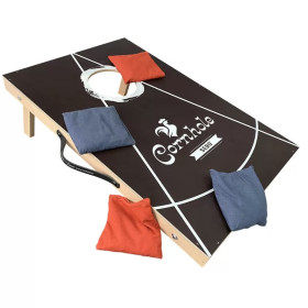 jeu de cornhole transportable en bois avec sacs fabriqué en France