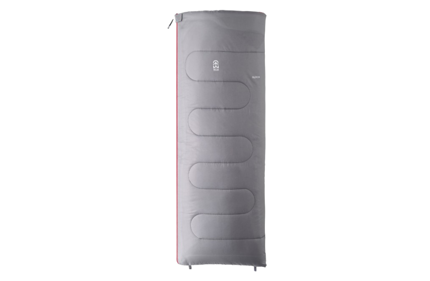 Sac de couchage OLERON WILSA OUTDOOR gris et rouge léger pour camping et été