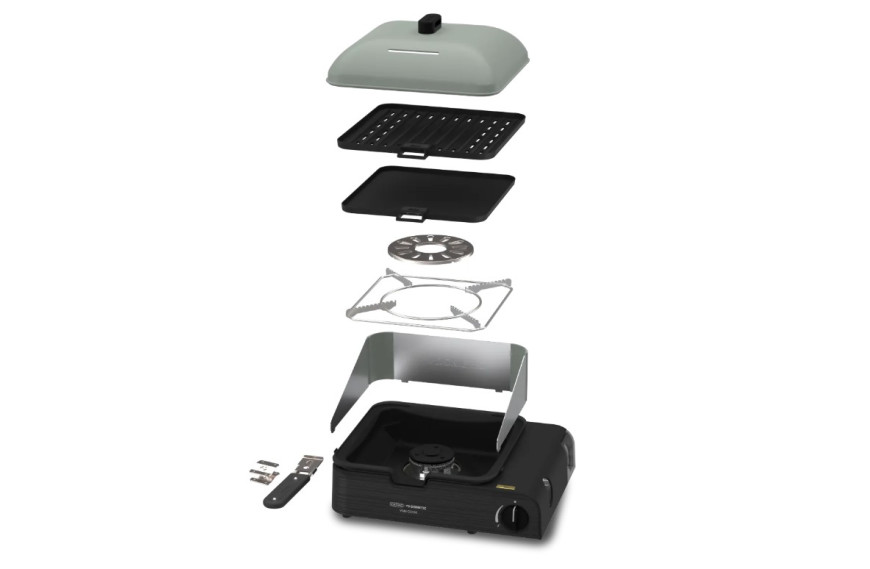 Réchaud à gaz camping sécurisé CADAC Van Cook Pro FFD avec plancha et grille BBQ