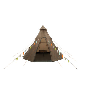 Grande tente Rands Tipi Easy Camp pour 8 personnes avec mât central et guirlande décorative.