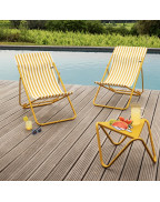 Transat de jardin pliant Maxi Transat Airlon Lafuma avec assise large et 4 positions de réglage.