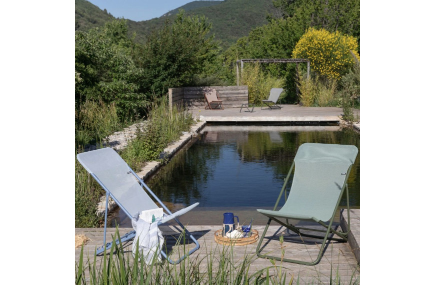 Transat pliant Maxi Transat Lafuma en toile Batyline ISO pour jardin et piscine