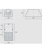 Tente tunnel 3 places Kampa Sandwood en polyester 75D avec fenêtres et tapis de sol cousu.