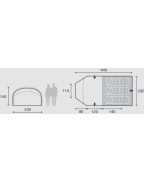 Tente tunnel 3 places Kampa Wanderlight 03 Aegean avec porche à trois entrées.